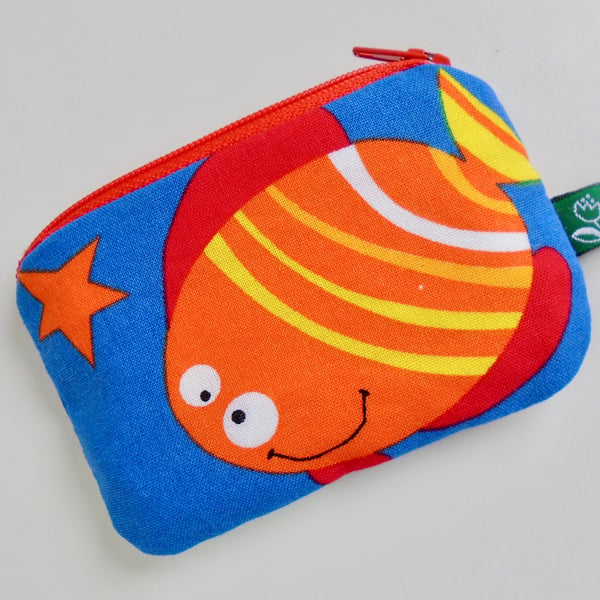  Clearance - Kids  cotton Coin Purse -  Funky Fish Purse 