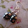 Black and Silver Spotty Oval Bead Earrings