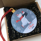 Personalised Name & Year Christmas Skating Polar Bear Hanging Ornament