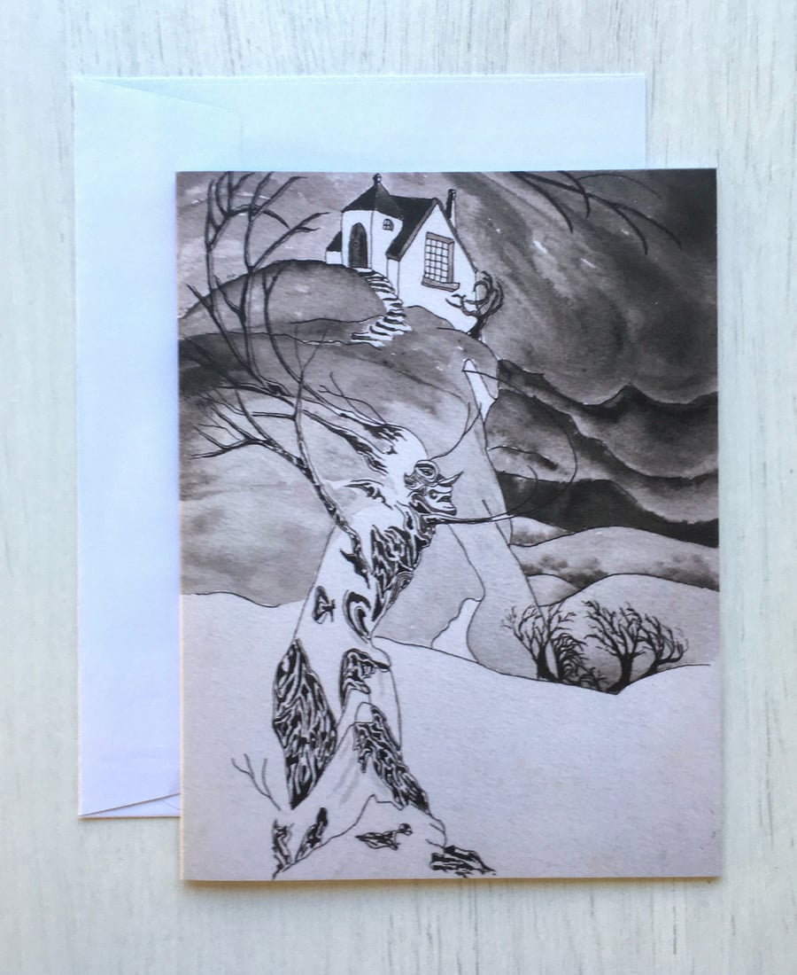 "Winter Storm" Blank Greeting Card - Original Artwork - Pen and Ink