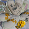 Wren and wild flower - 80 cm - Bunting, wall hanging