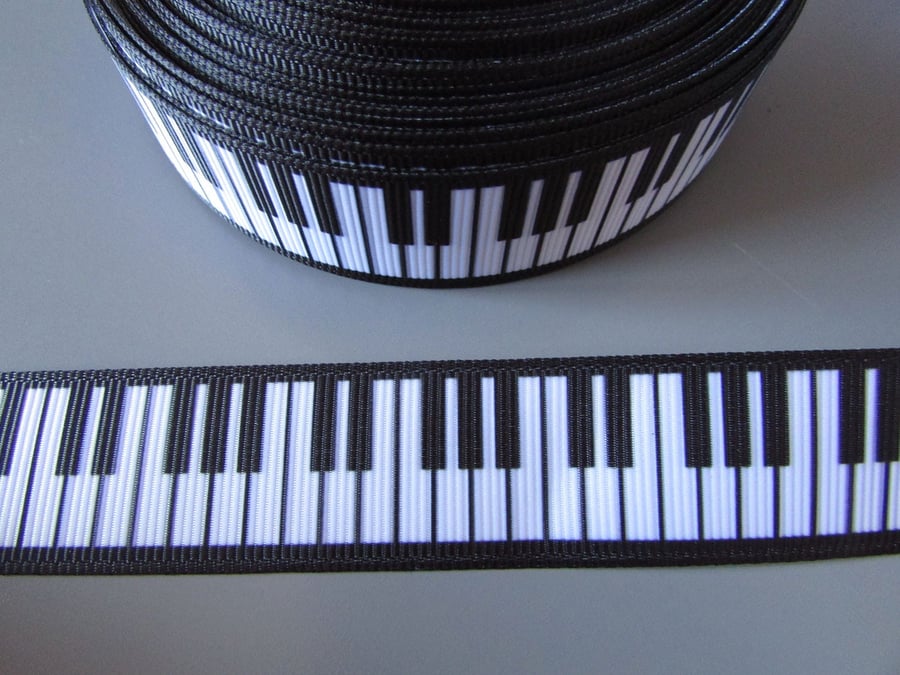 Piano Keys Music 2.2cm Grosgrain Ribbon x 1 metre