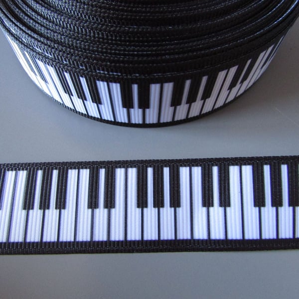 Piano Keys Music 2.2cm Grosgrain Ribbon x 1 metre