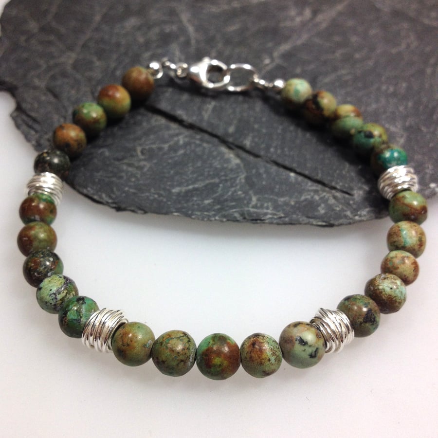 African turquoise and silver bracelet