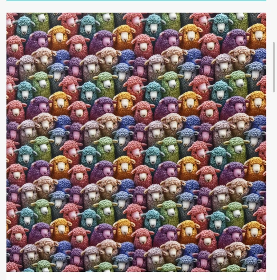 polycotton fabric material 3d digitally printed bright sheep farm animals 