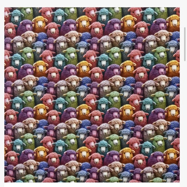 polycotton fabric material 3d digitally printed bright sheep farm animals 