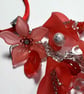 Red & Silver Lucite Flower Necklace - Image 5