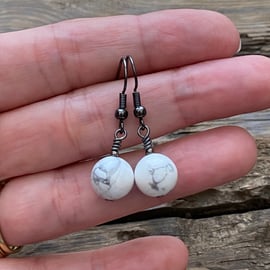 White Howlite bead earrings