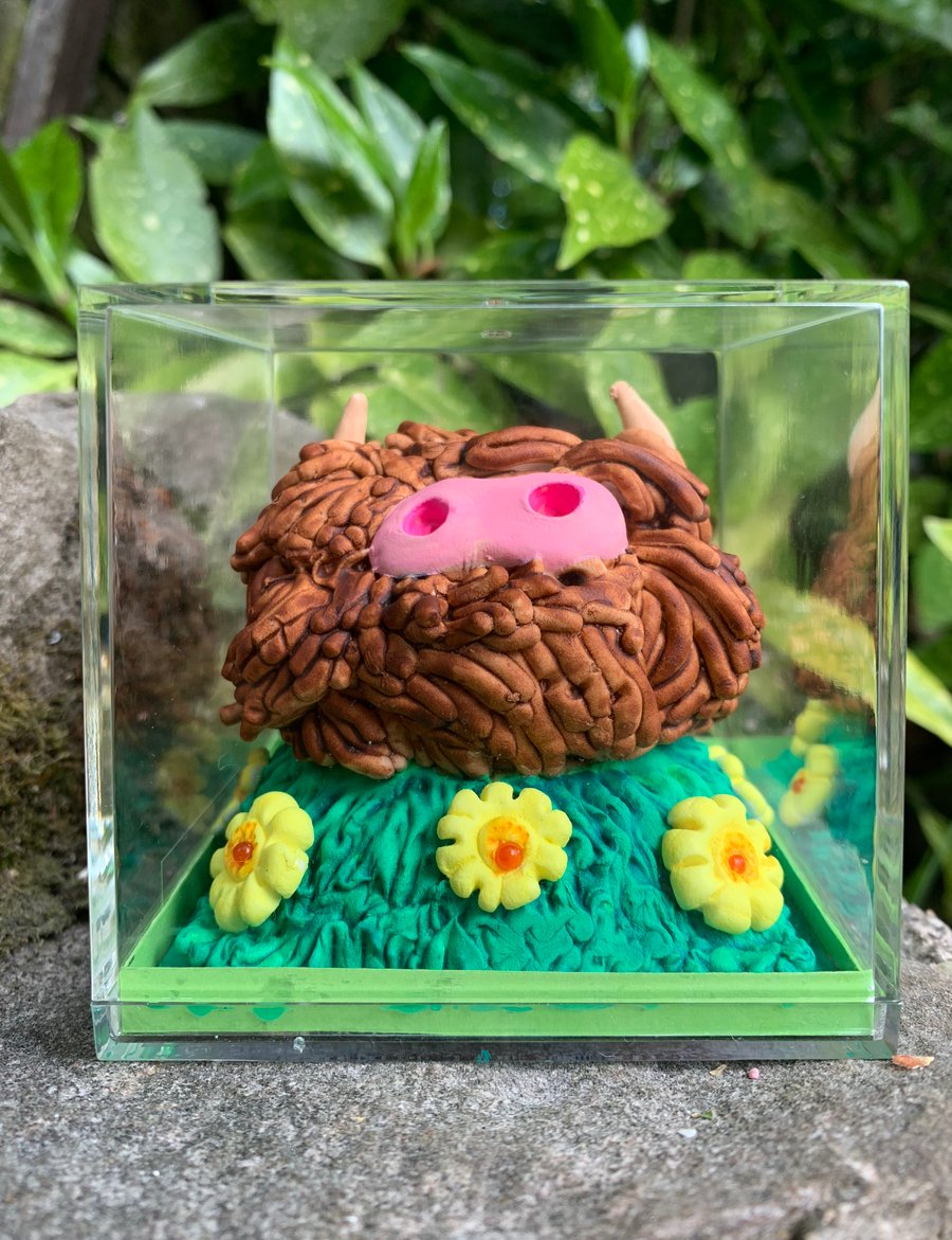 Highland Coo Mini Clay Sculpture