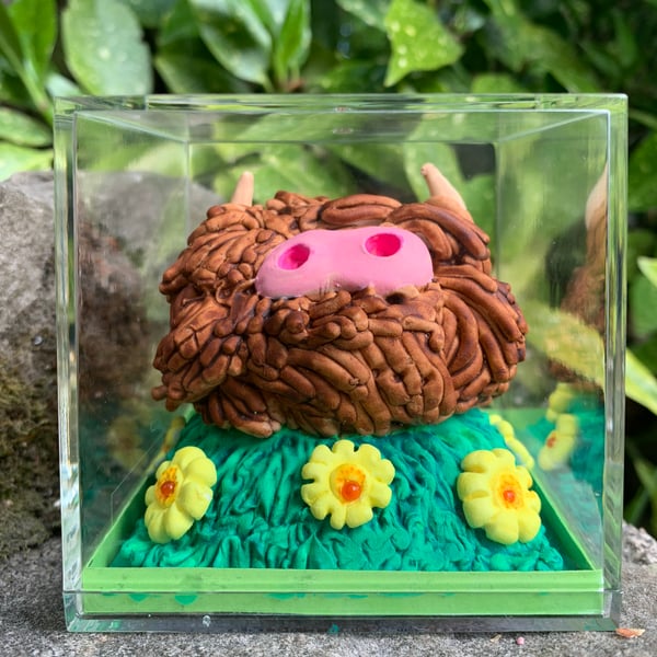 Highland Coo Mini Clay Sculpture