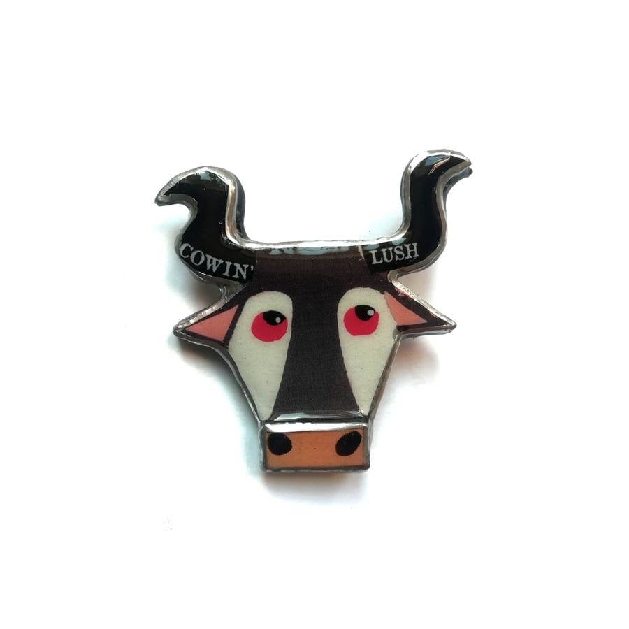 Marvellous Bovine 'Cowin Lush' Bull cow Brooch by EllyMental
