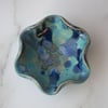 18-274 Small blue flower shaped trinket dish