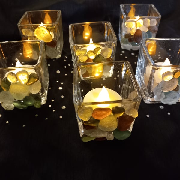Seaglass candle holders