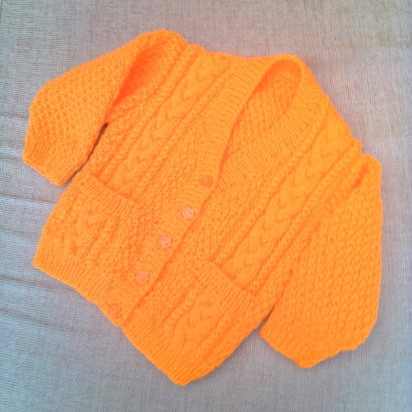 Child's Knitted Cabled Cardigan with Pockets, Custom Make, Children's Clothes