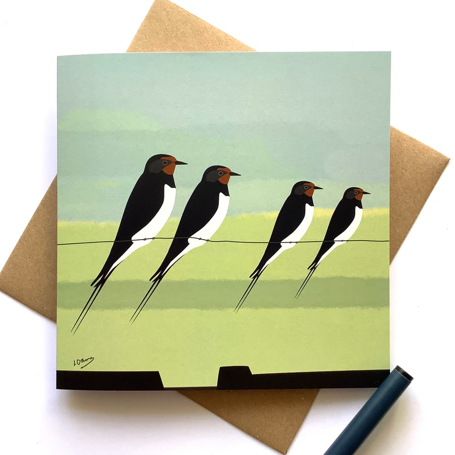 Swallows - greetings card - blank for own message