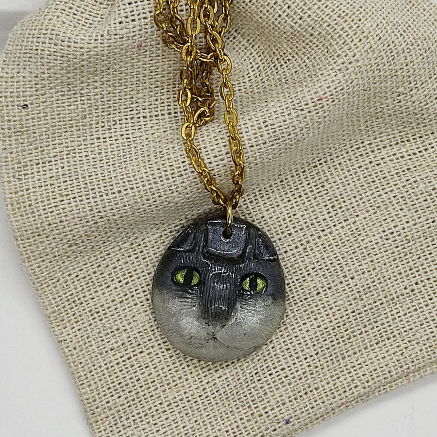 Black and white cat necklace, cat pendant