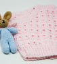 Pastel Pink Chunky Baby Cardigan with Bunny - Image 2