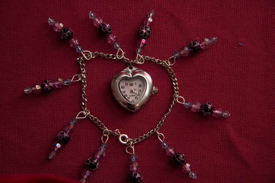 Heart Shaped Bracelet Beaded Watch