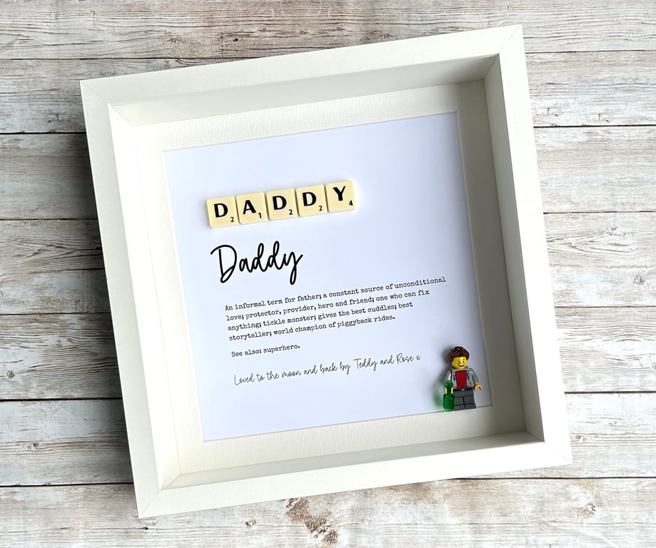 Dad Daddy Scrabble Minifigures Frame Personalised 