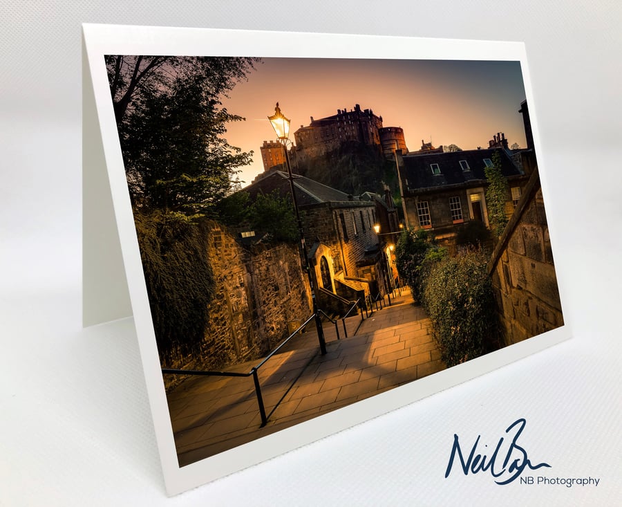 The Vennel Edinburgh Castle - Scotland Greeting Card by Neil Barr