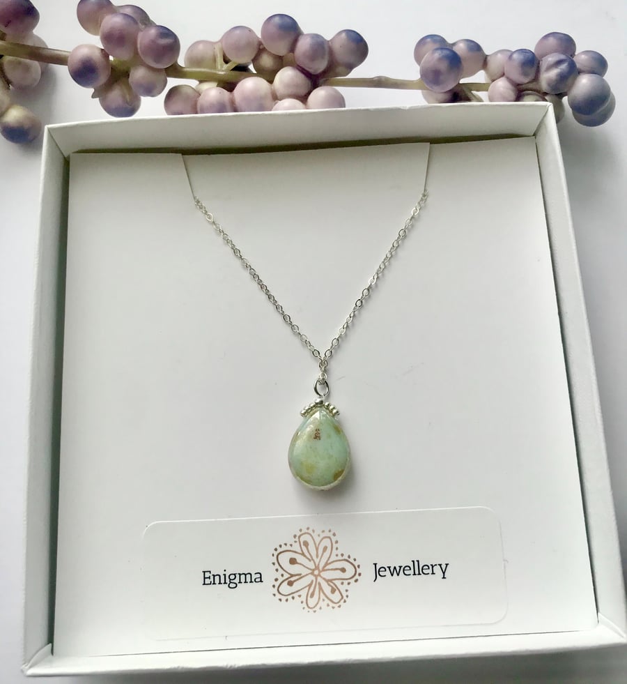 Sterling Silver & Czech Glass Necklace 