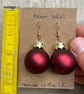 Frosted Dark Red Glass Bauble Earrings - Upcycled from Secondhand Finds - Image 4
