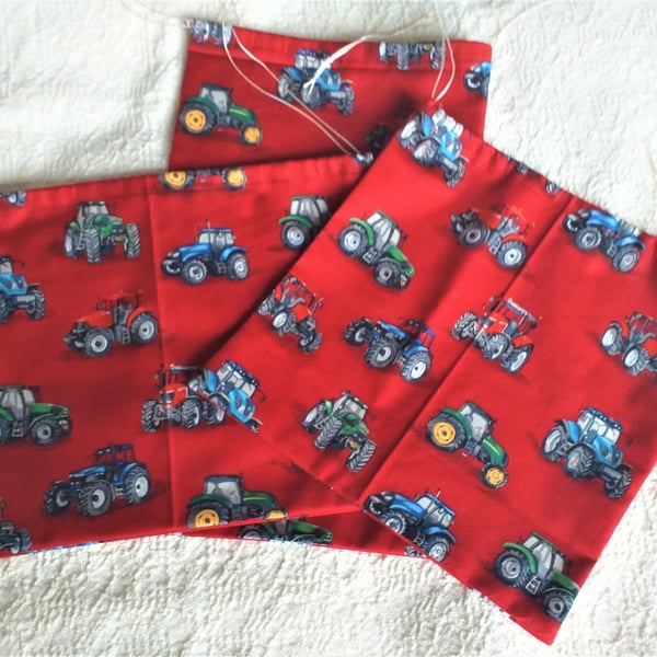 Pack of 3 Tractor Drawstring Gift Bags