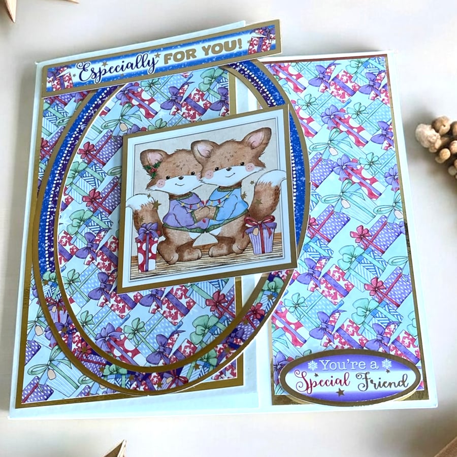 Christmas Card. Cute Fox Christmas Card for a Friend.