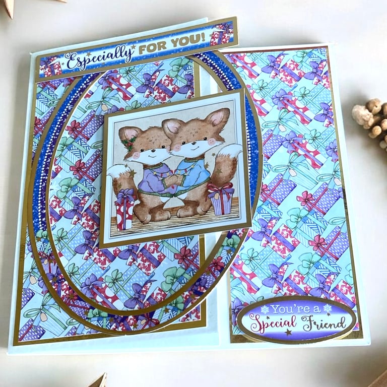 Christmas Card. Cute Fox Christmas Card for a Friend.