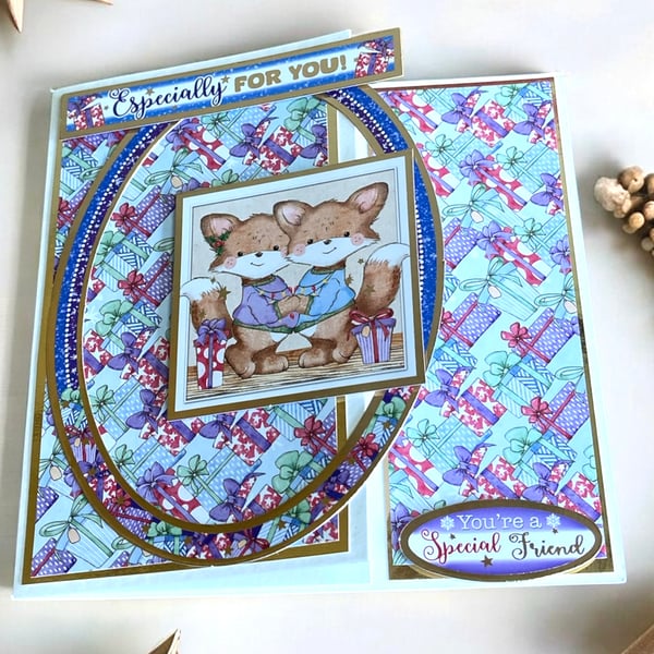 Christmas Card. Cute Fox Christmas Card for a Friend.