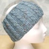 Hand Knitted Cable Merino Headband in Powder Blue M