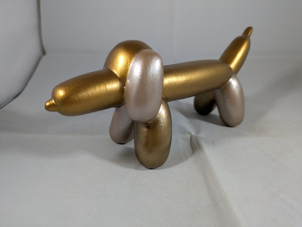 Ceramic Metallic Coloured Balloon Dachshund Dog Animal Figurine Ornament.