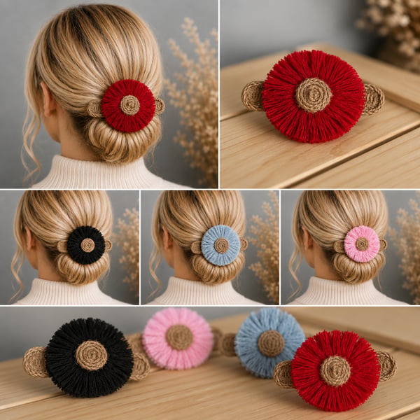 Rustic Handmade Flower Hair Clip - Boho Floral Hair Accessory 