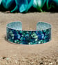 Ginkgo jewellery bangle, green blue cuff bracelet. Can be personalised. (828)