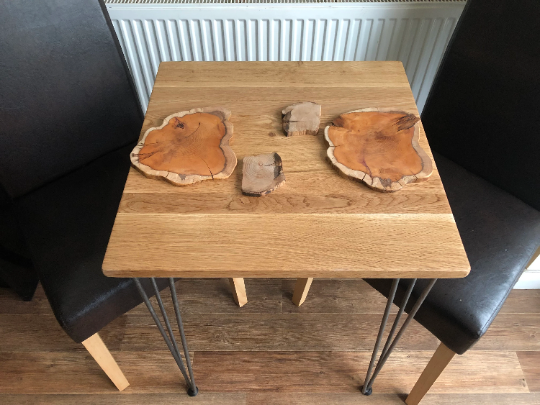 Solid oak table with wooden legs