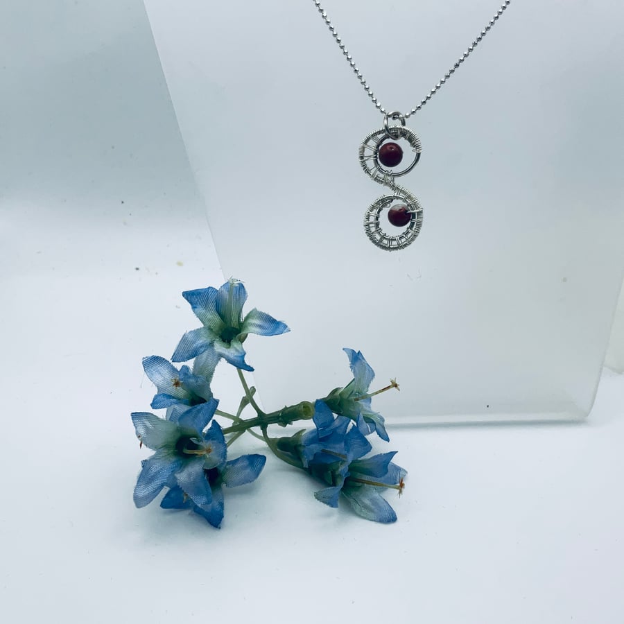 Carnelian Figure of Eight Early Design Pendant in Silver Plate 50% off