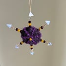 Felted Star Decoration - Purple and Gold