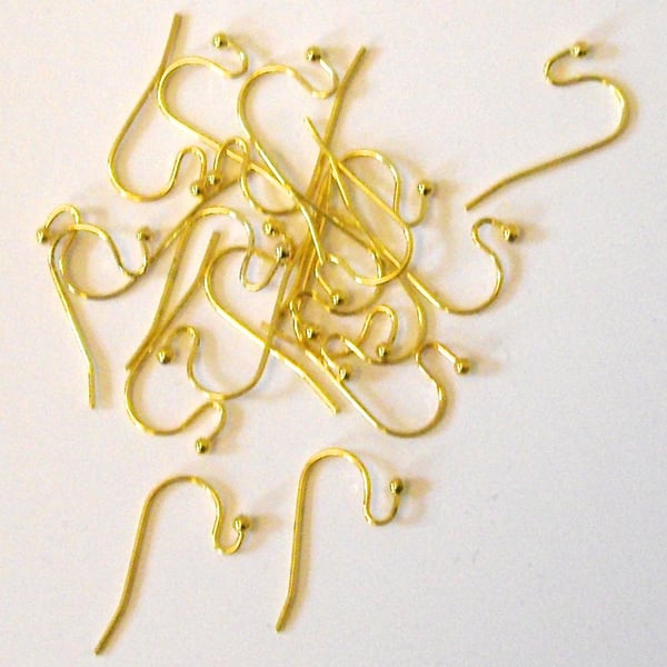 20 Gold Plated Earring Wires (10 pairs)