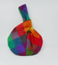 Silky satin Japanese knot bag in rainbow fabric - Image 2