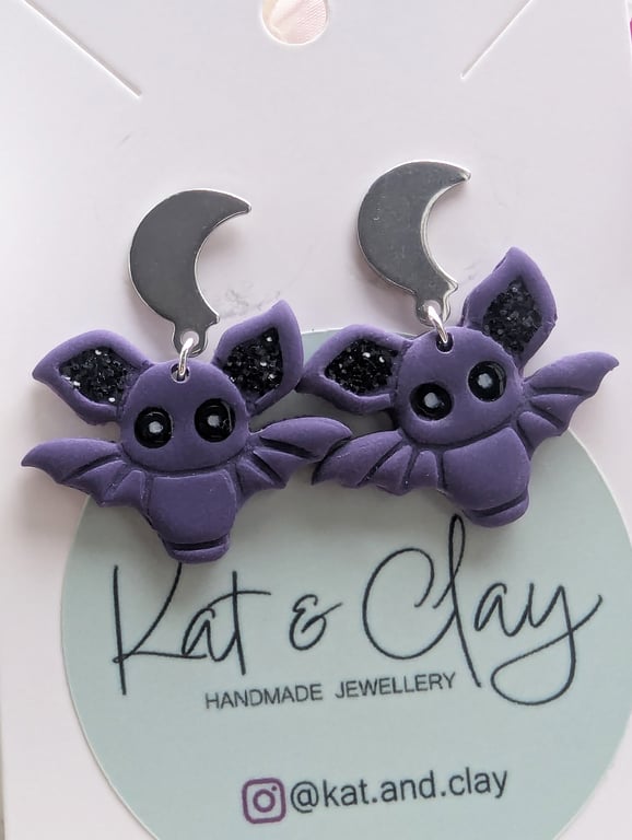 Purple Bat Earrings