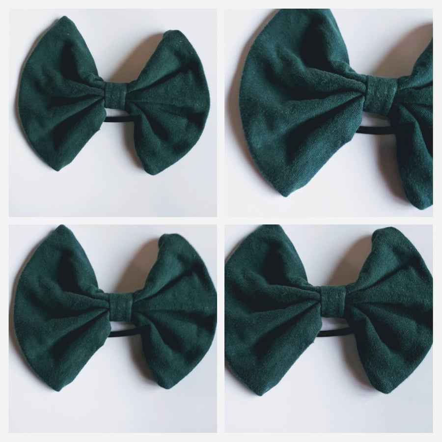 Hair bow bobble in dark green. 3 for 2 offer.   