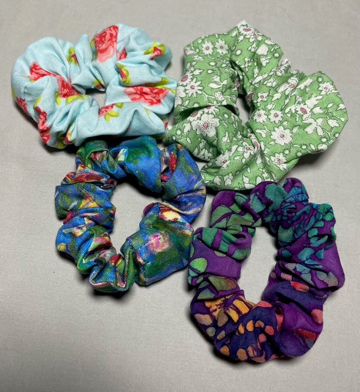 Set of four hair scrunchies