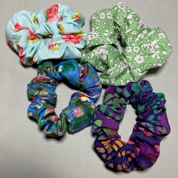 Set of four hair scrunchies