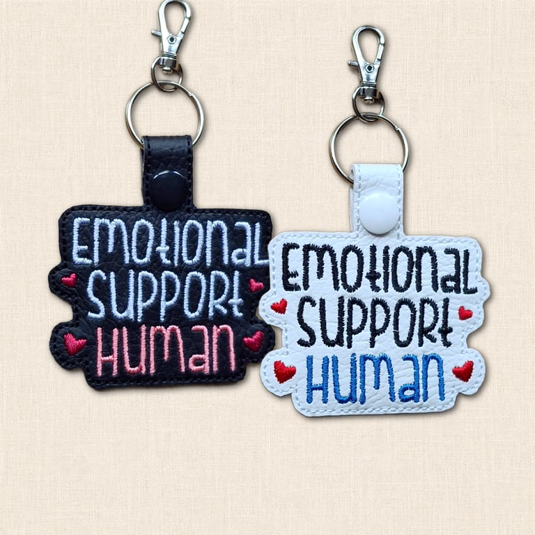 Emotional Support Human Keyring - Funny Embroidered Bag Charm
