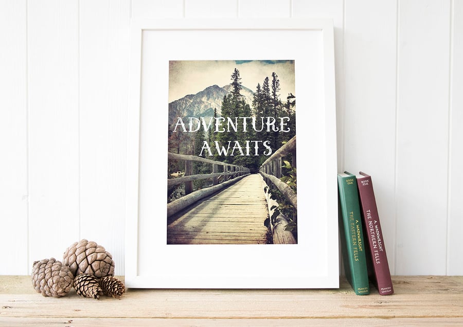 Adventure print, Mountain wall art, Canadian Rockies travel gift for him