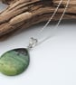 Teardrop Tree Design Fused Glass Pendant, Sterling Silver - Image 4