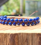 Lapis Lazuli Beaded Macrame Bracelet - Adjustable Gemstone Bracelet  - Image 1
