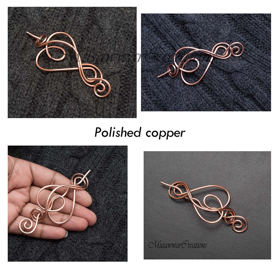 Knitted shawl pin,copper, antique copper,Silver shawl pin,silver wire scarf pin,