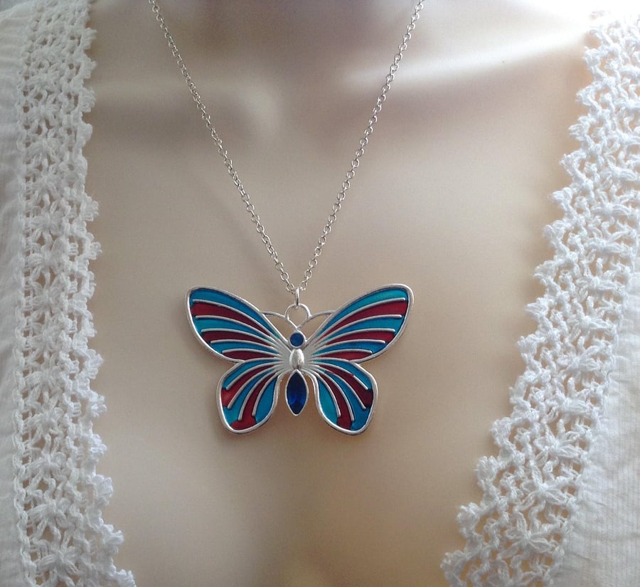 Butterfly Necklace, Resin Jewellery, Butterfly Pendant, Nature Themed Gift