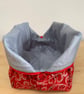 Red and Silver Christmas Fabric Quilted Box Makeup Bag - Image 8